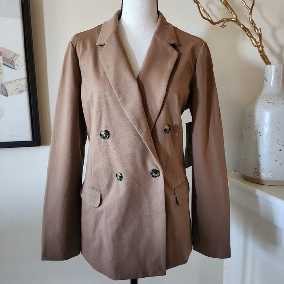 🔥Liverpool X Living in Yellow Becca Double Breasted Tan Blazer - Picture 3 of 15